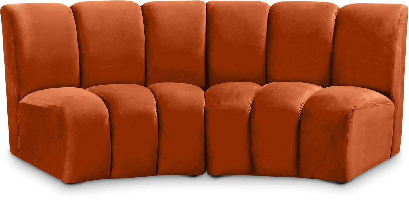 Seccional modular tapizado de terciopelo Infinity de 83" de 2 piezas