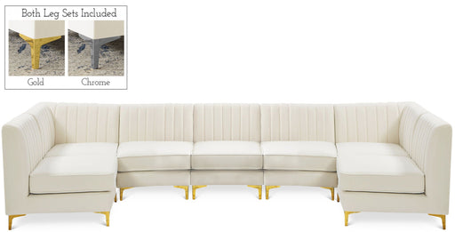 Alina 142" Velvet Upholstered 7pc. Modular Sectional
