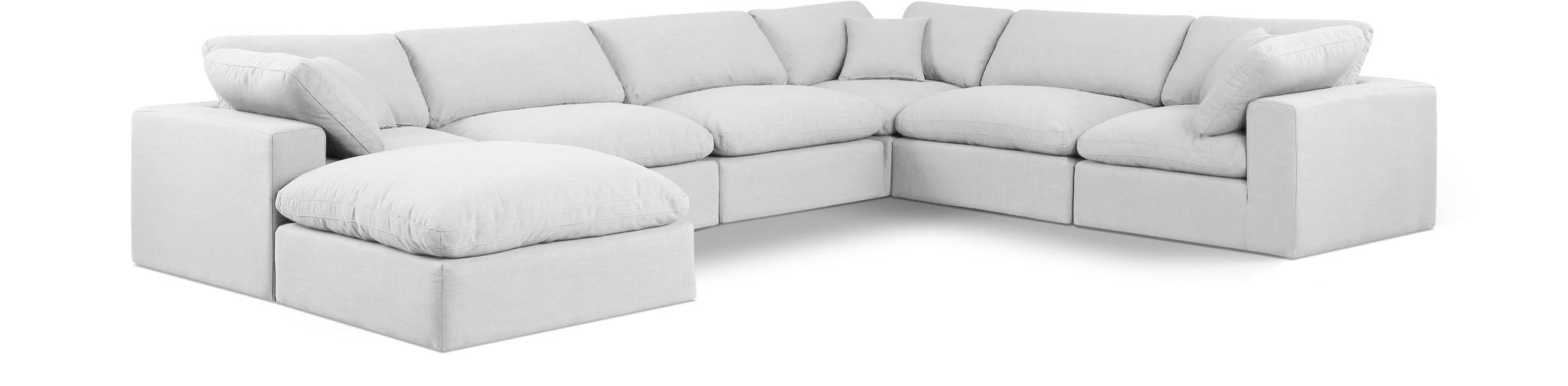 Comfy 158" Linen Textured Fabric Upholstered 7pc. Modular Sectional