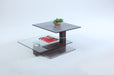 Modern Cocktail Table w/ Ceramic & Glass Swivel Top, Wooden Pedestal & Steel Base 2507-CT