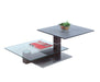 Modern Cocktail Table w/ Ceramic & Glass Swivel Top, Wooden Pedestal & Steel Base 2507-CT