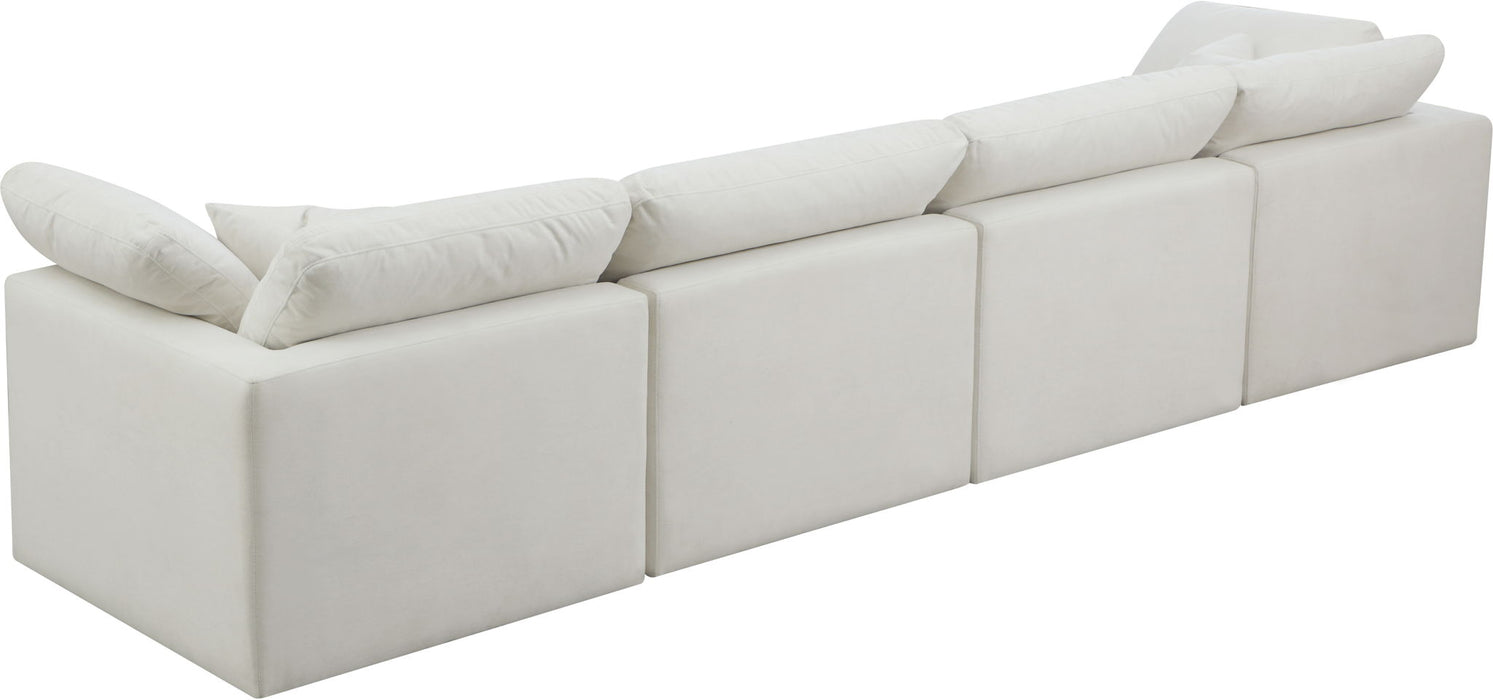 Plush 140" Velvet Upholstered Standard Comfort 4pc. Modular Sofa