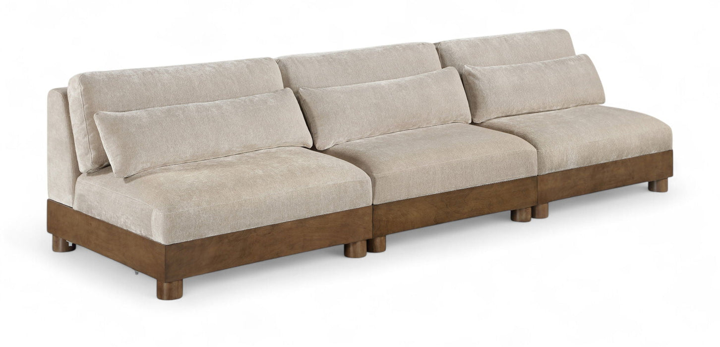Turin 120" Chenille Fabric Upholstered 3pc. Modular Sofa