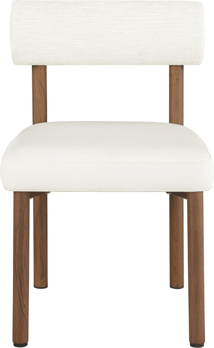 Silla de comedor tapizada de chenilla y de cuero vegano Paramo