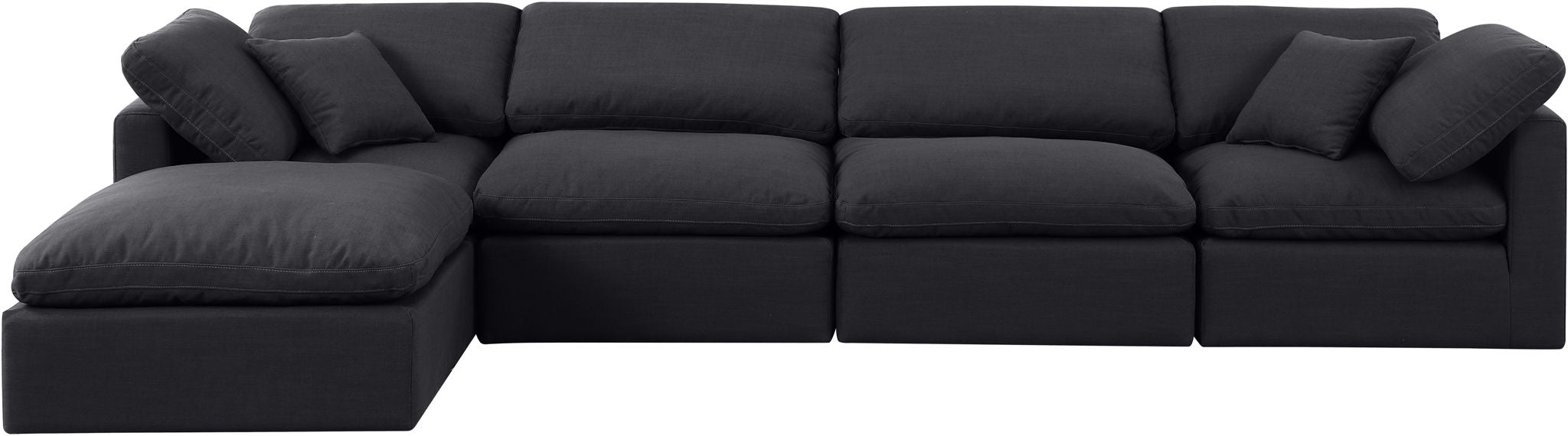 Indulge 140" Linen Textured Fabric Upholstered 5pc. Modular Sectional