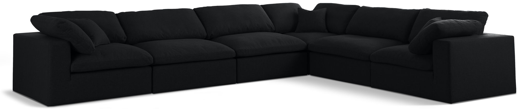 Serene 158" Linen Textured Fabric Upholstered Deluxe Comfort 6pc. Modular Sectional