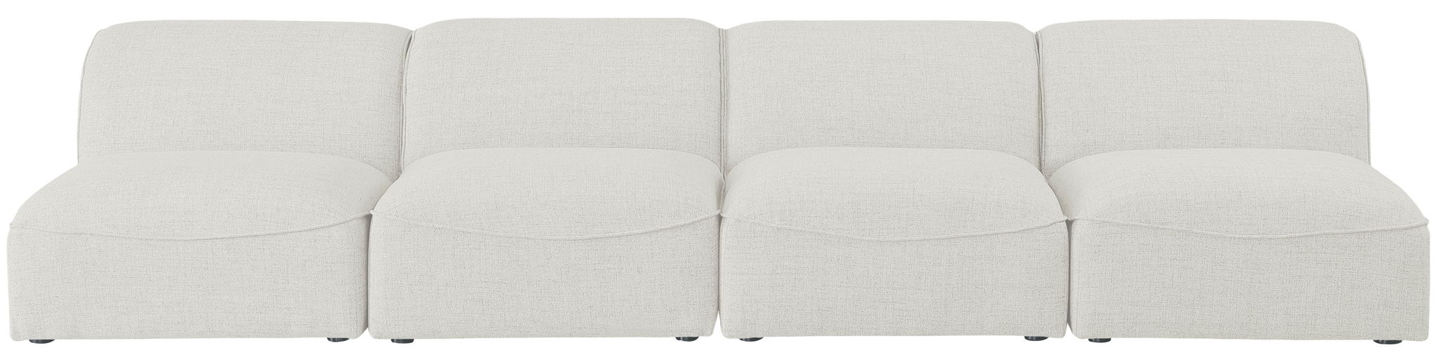 Miramar 132" Linen Textured Fabric Upholstered 4pc. Armless Modular Sofa