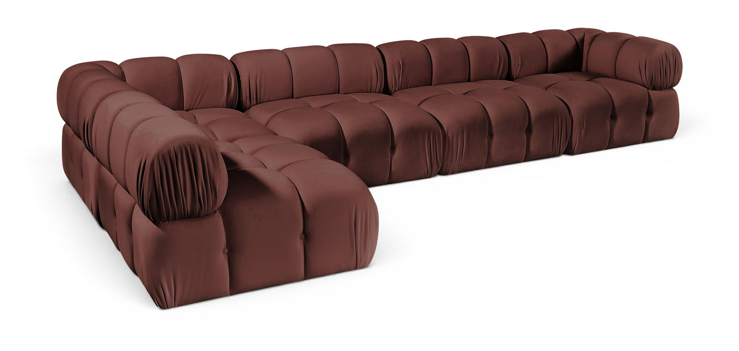 Orin 148" Velvet Performance Fabric Upholstered 5 Pc. Modular Sectional