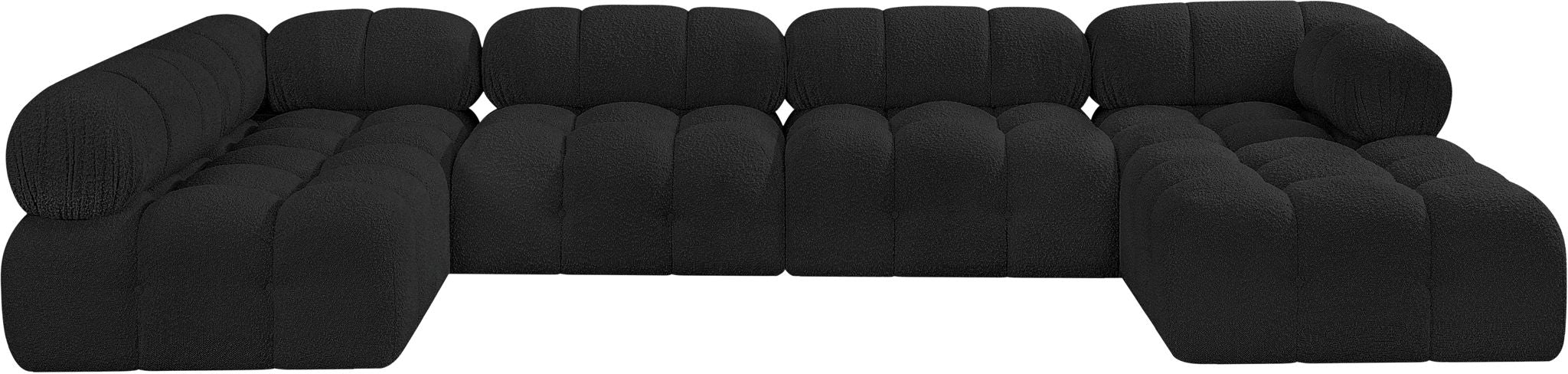 Ames 136" Boucle Fabric Upholstered 6pc. Modular Sectional