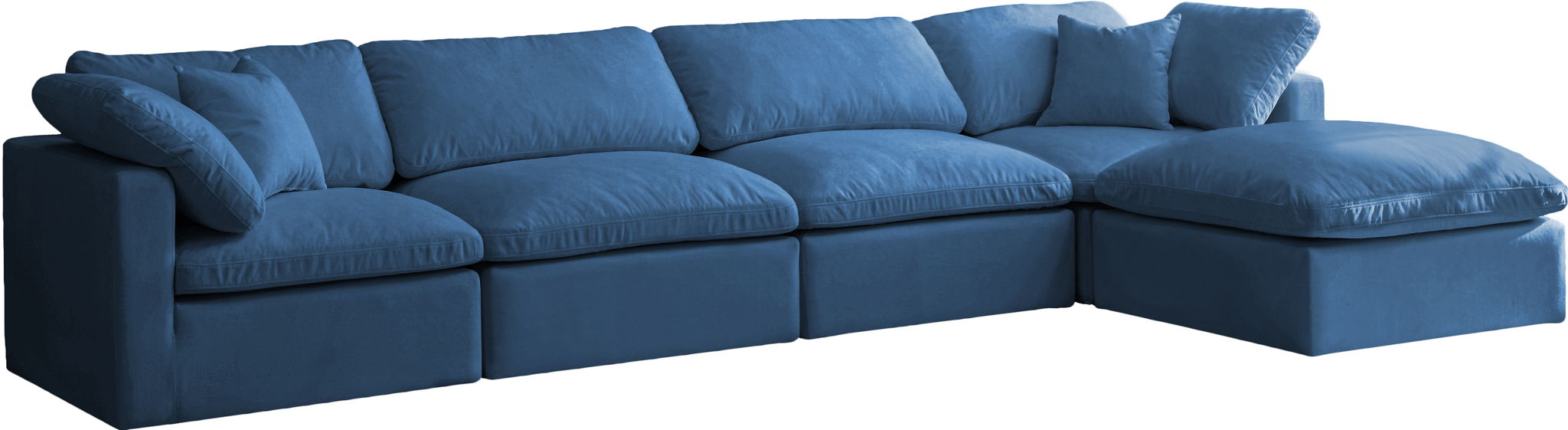 Plush 140" Velvet Upholstered Standard Comfort 5pc. Modular Sectional