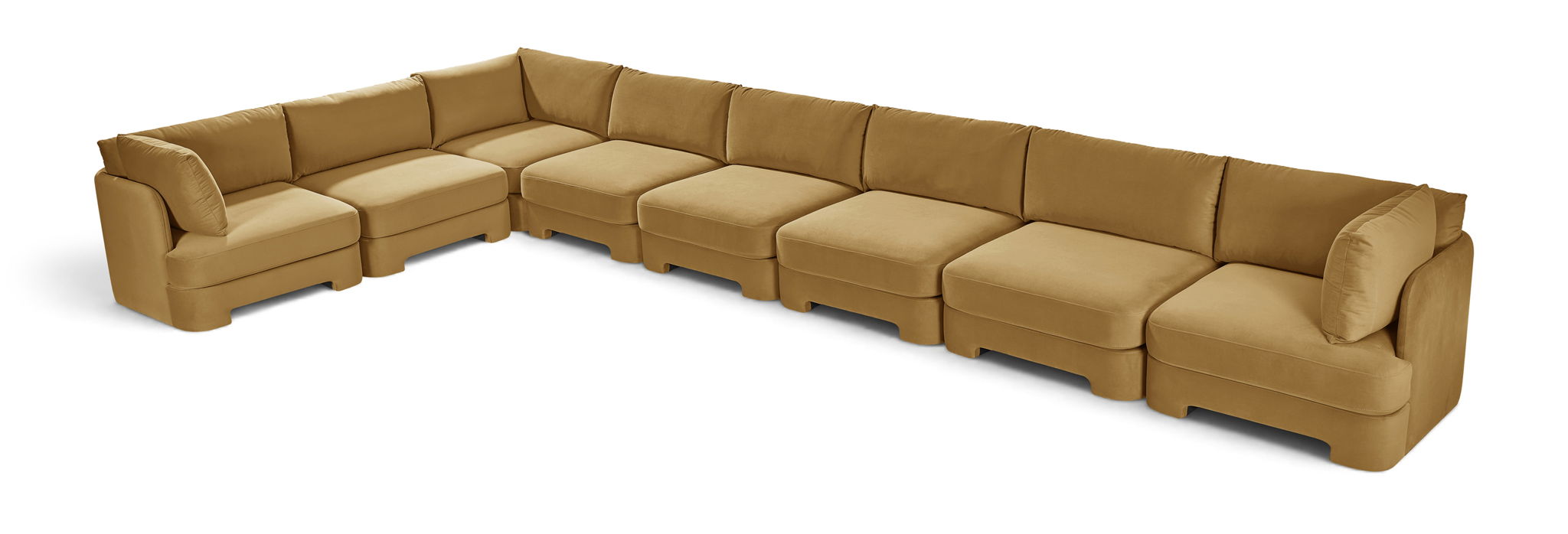 Hammond 222" Velvet Performance Fabric Upholstered 8pc. Modular Sectional