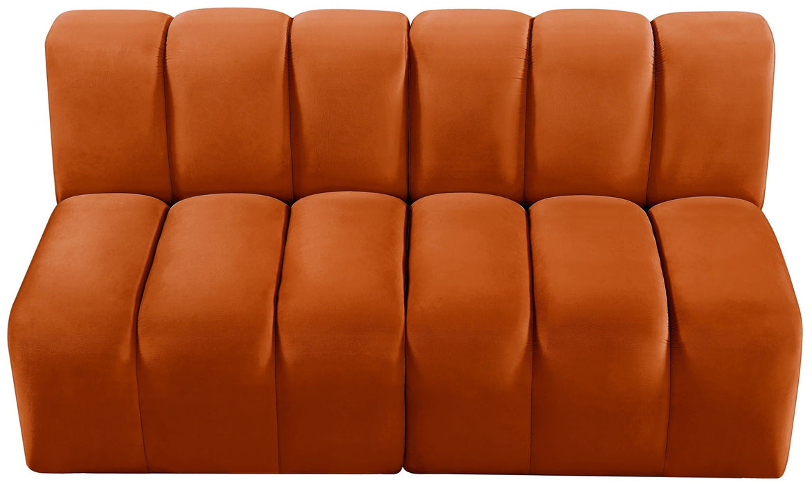 Seccional modular tapizado en terciopelo Arc de 60" de 2 piezas