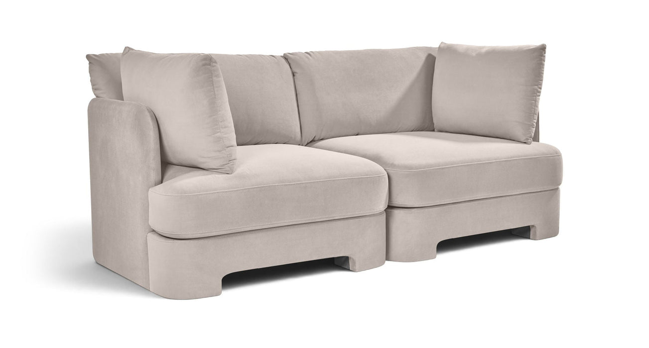 Hammond 74" Velvet Performance Fabric Upholstered 2pc. Modular Sofa