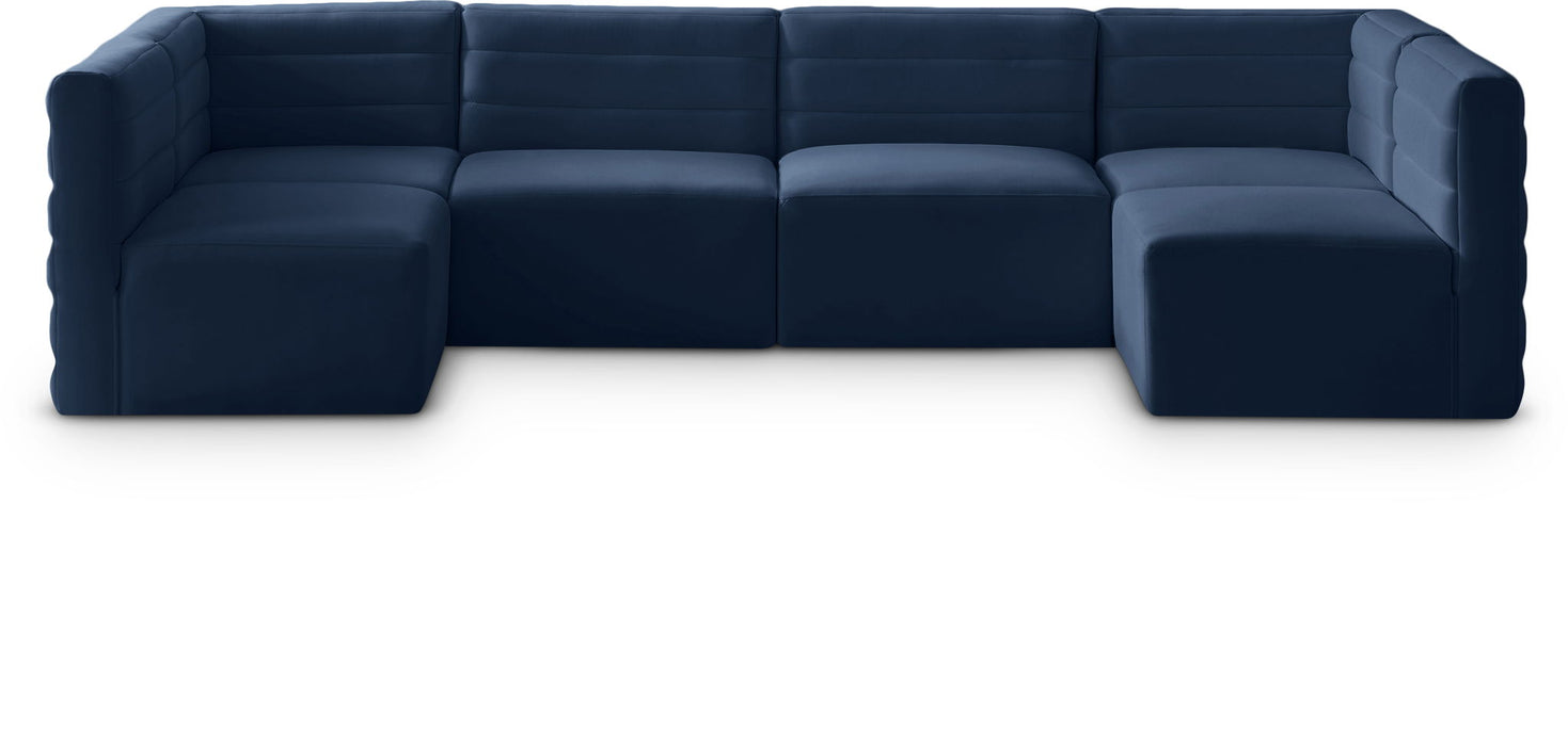 Quincy 126" Velvet Upholstered Comfort 6pc. Modular Sectional