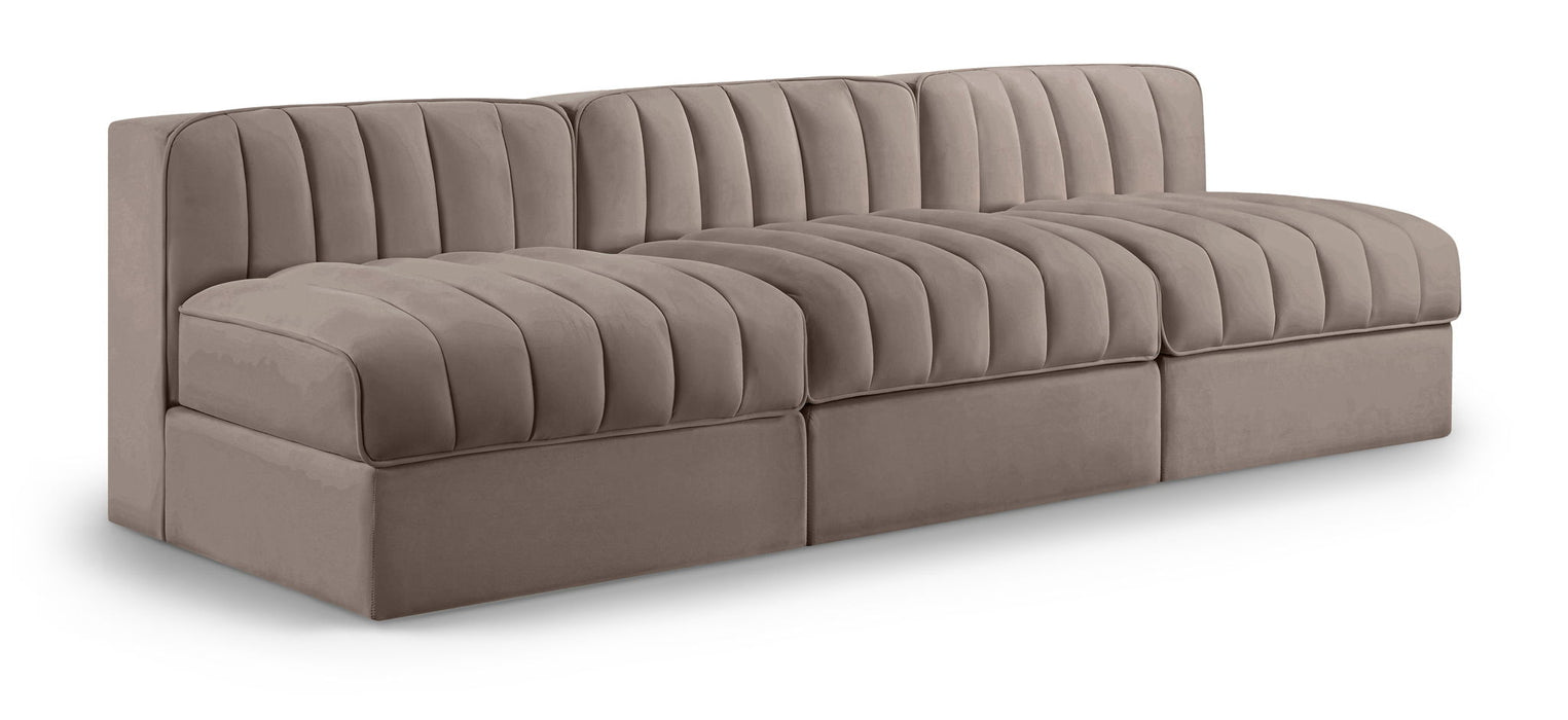 Rummi 87" Velvet Performance Fabric Upholstered 3pc. Modular Sofa