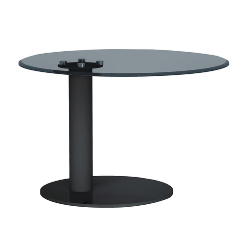 Round Black Tinted Glass Top Lamp Table w/ Steel Pedestal base 2713-LT-1