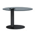 Round Black Tinted Glass Top Lamp Table w/ Steel Pedestal base 2713-LT-1