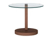 Round Glass Top Lamp Table w/ Wooden Base & Bottom Shelf 2713-LT