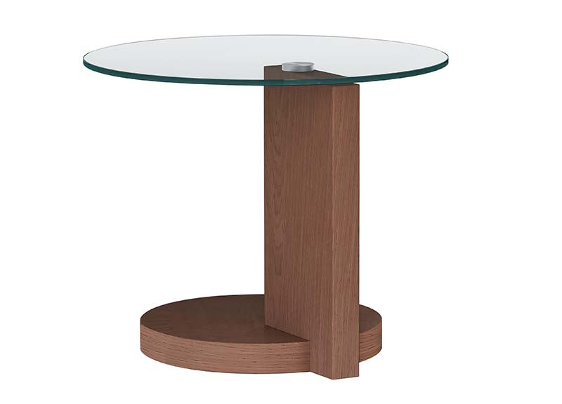 Round Glass Top Lamp Table w/ Wooden Base & Bottom Shelf 2713-LT
