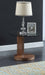 Round Glass Top Lamp Table w/ Wooden Base & Bottom Shelf 2713-LT