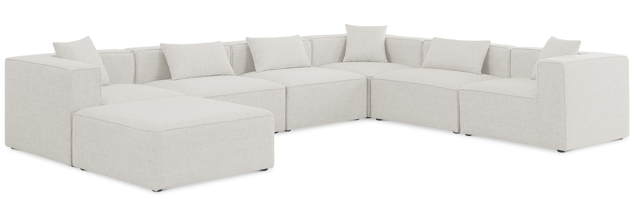 Cube 144" Fabric Upholstered 7pc Modular Sectional