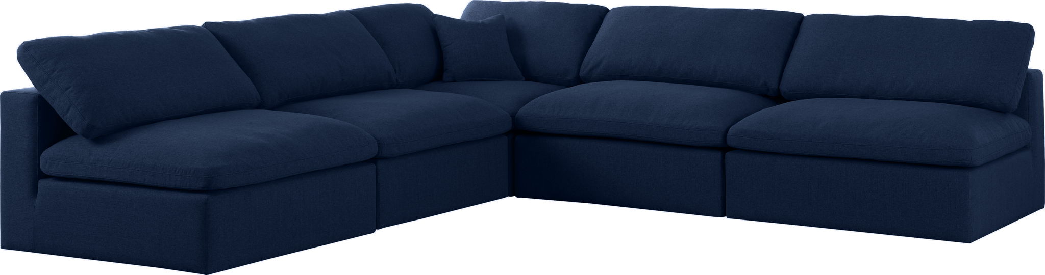 Serene 118" Linen Textured Fabric Upholstered Deluxe Comfort 5pc. Modular Sectional