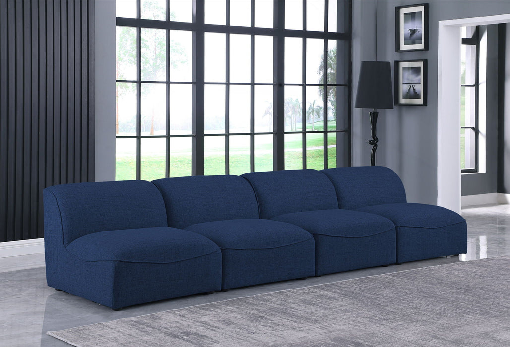 Miramar 132" Linen Textured Fabric Upholstered 4pc. Armless Modular Sofa