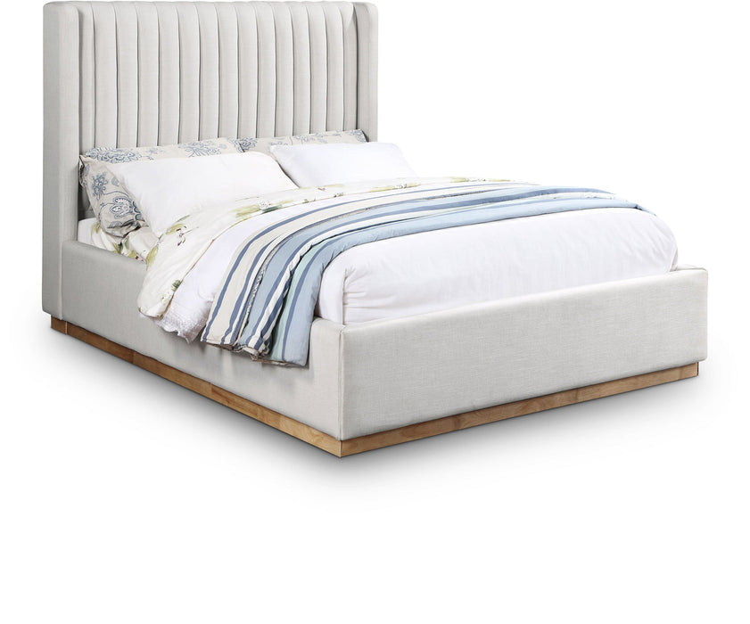 Logan Linen Textured Fabric Upholstered Bed