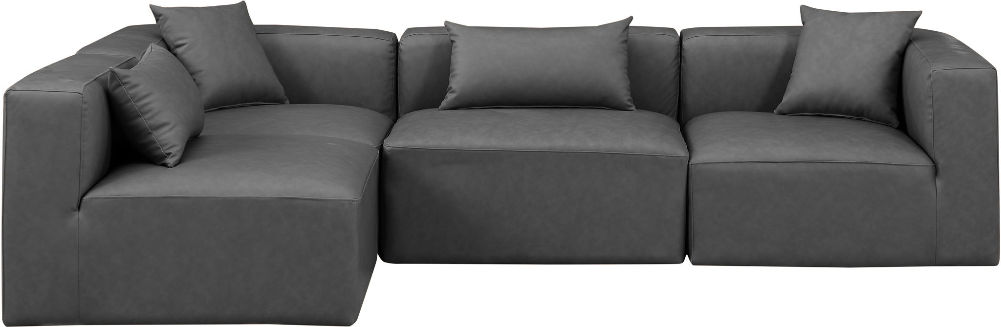 Cube 108" Vegan Leather Upholstered 4pc. Modular Sectional