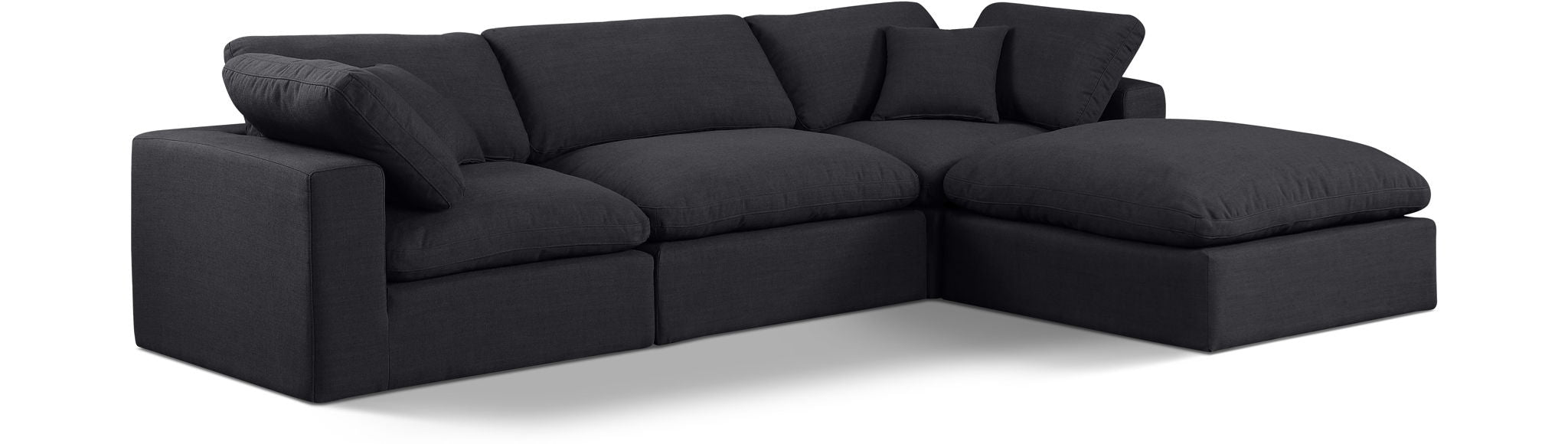 Comfy 119" Linen Textured Fabric Upholstered 4pc. Modular Sectional