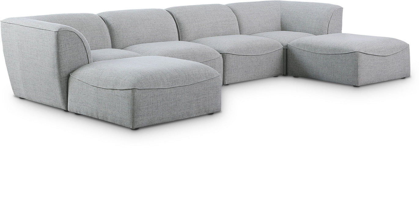 Miramar 142" Linen Textured Fabric Upholstered 6pc. Modular Sectional