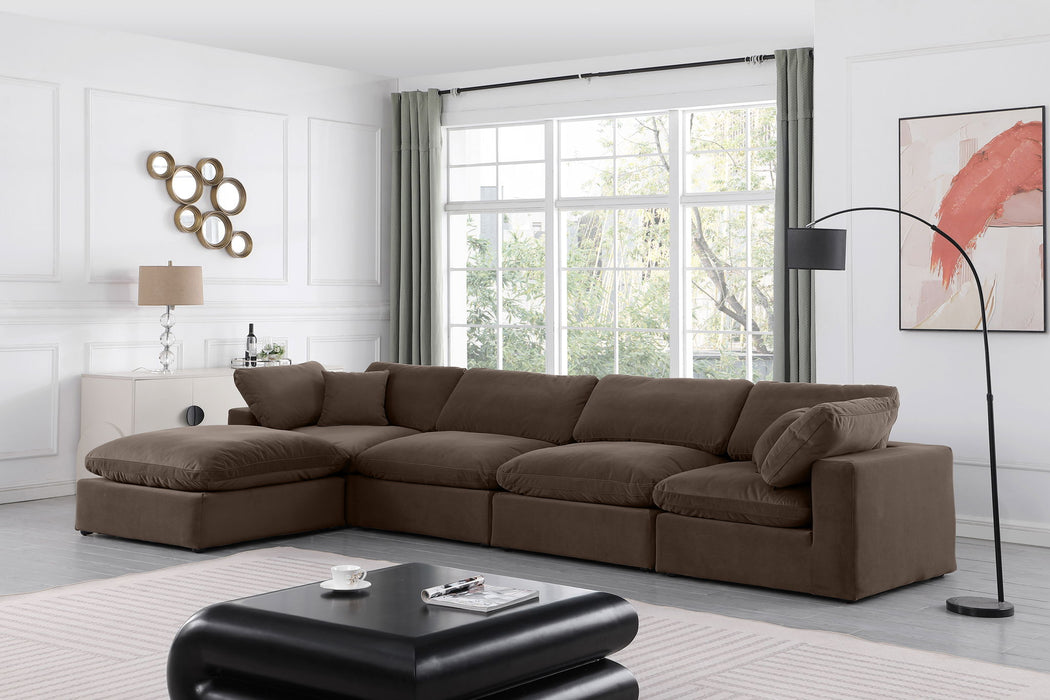 Comfy 158" Velvet Upholstered 5pc. Modular Sectional