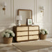 Windsor 40" W X 38" H Natural Cane And Solid Wood Frame Mirror