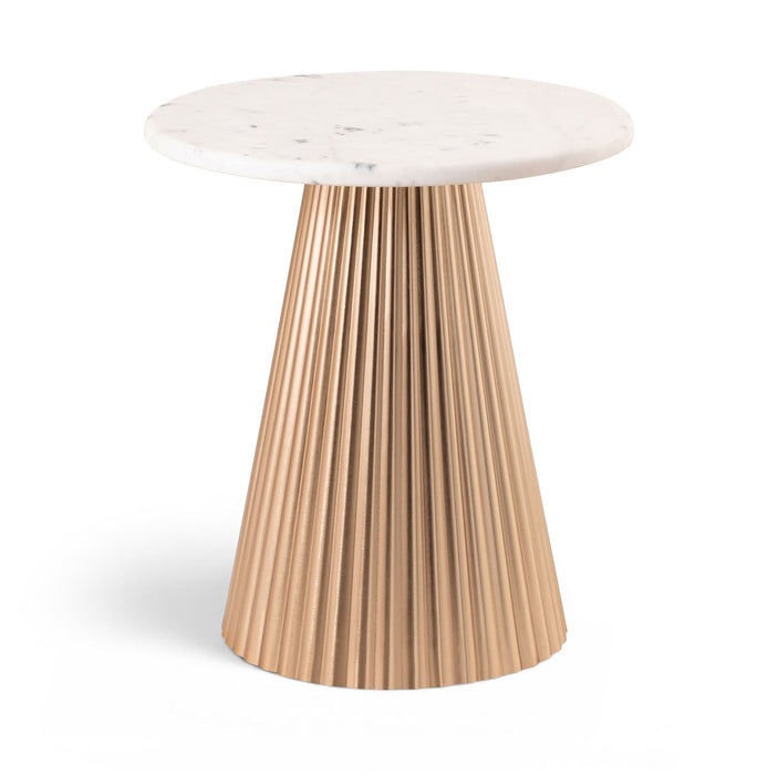 Cindra Genuine Marble Top And Iron Base End Table