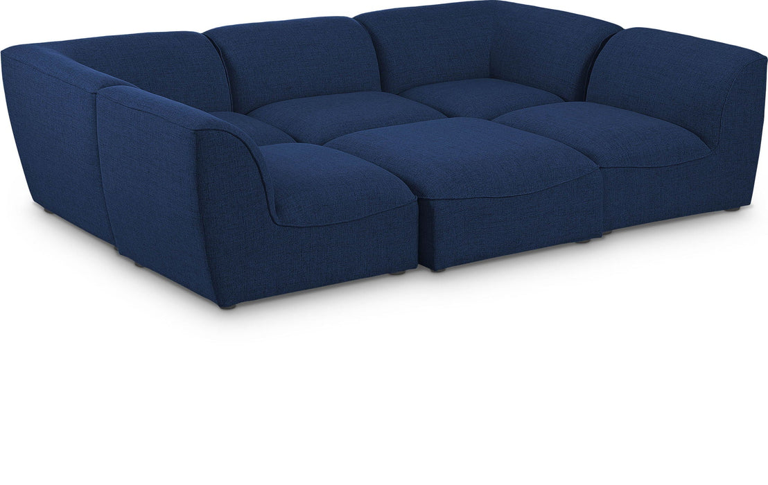 Miramar 109" Linen Textured Fabric Upholstered 6pc. Modular Sectional