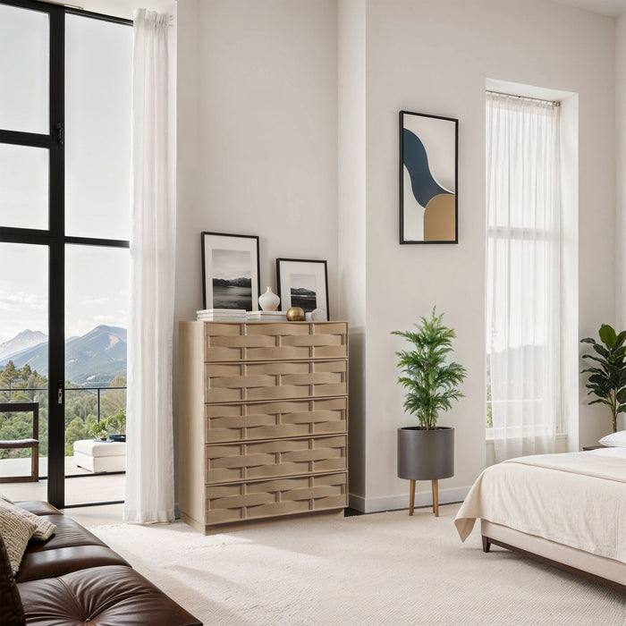 Weave Oak Veneer Chest