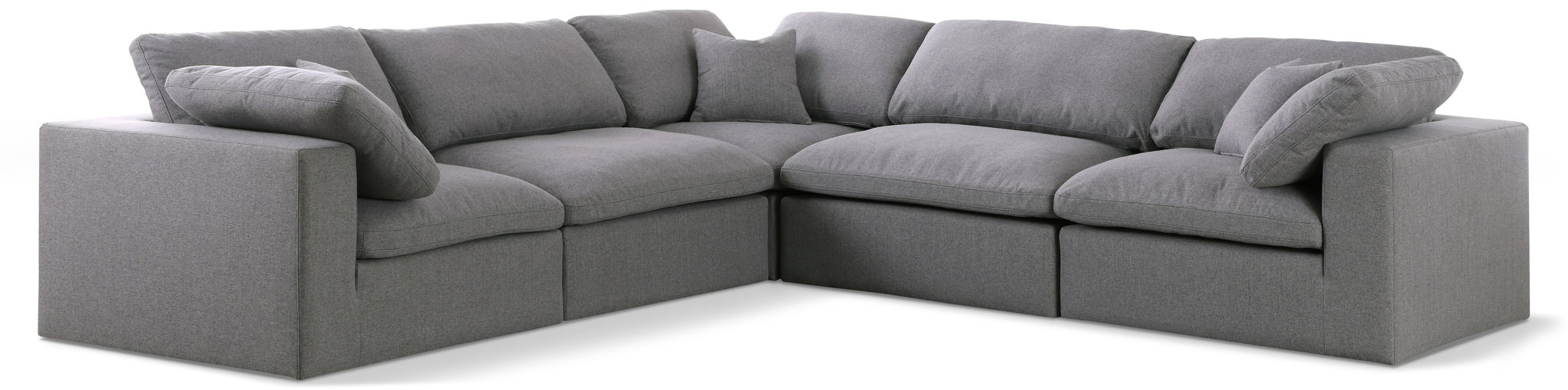 Serene 119" Linen Textured Fabric Upholstered Deluxe Comfort 5pc. Modular Sectional