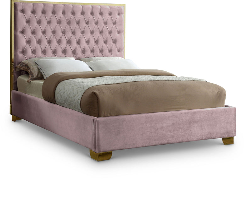 Lana Velvet Upholstered Bed - Pink