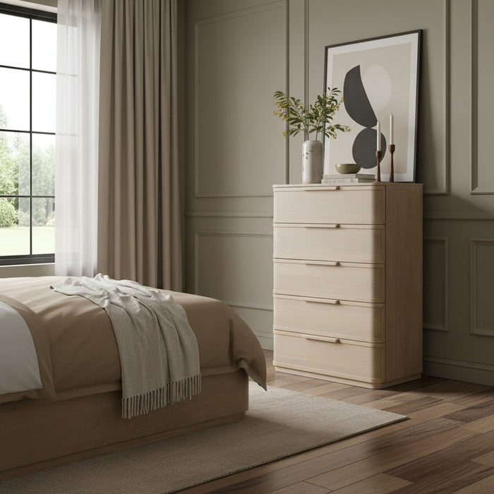 Cajonera de madera maciza con enchapado de roble Tiberio