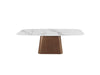 Modern Marbleized Sintered Stone Top Table w/ Wooden Base KENZA-DT