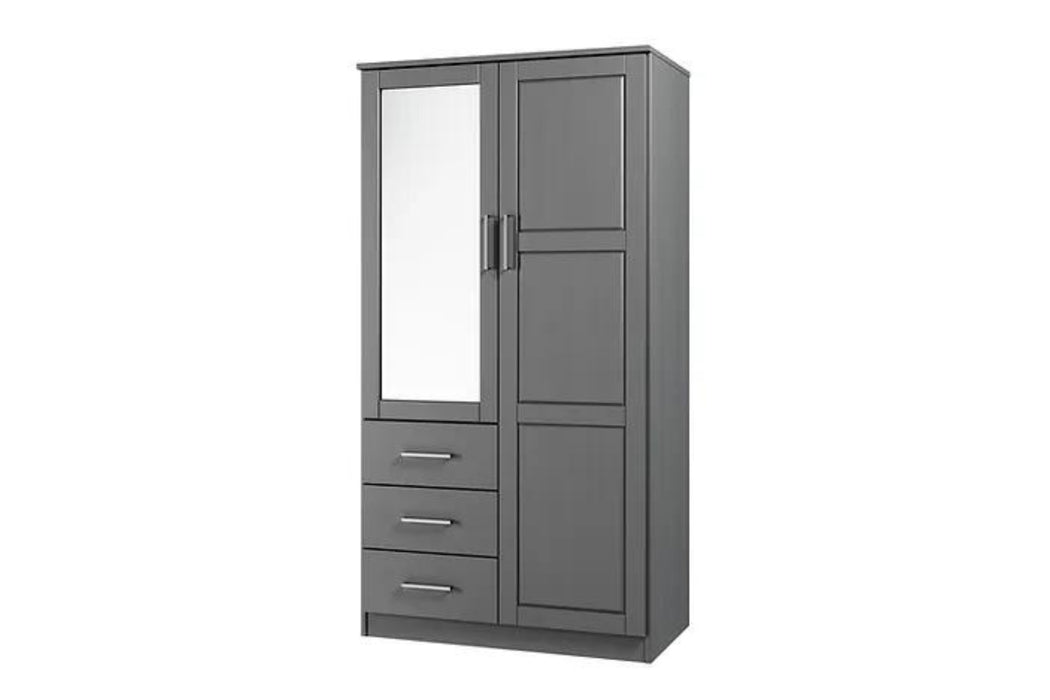 Palace Imports Solid Wood Metro Wardrobe with Mirrored Door in Gray
