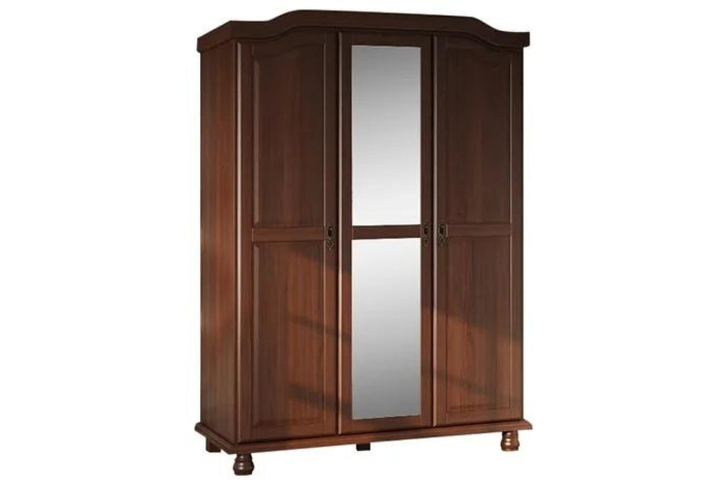 8101M - 100% Solid Wood Kyle 3-Mirrored Door Wardrobe Armoire With Optional Shelves