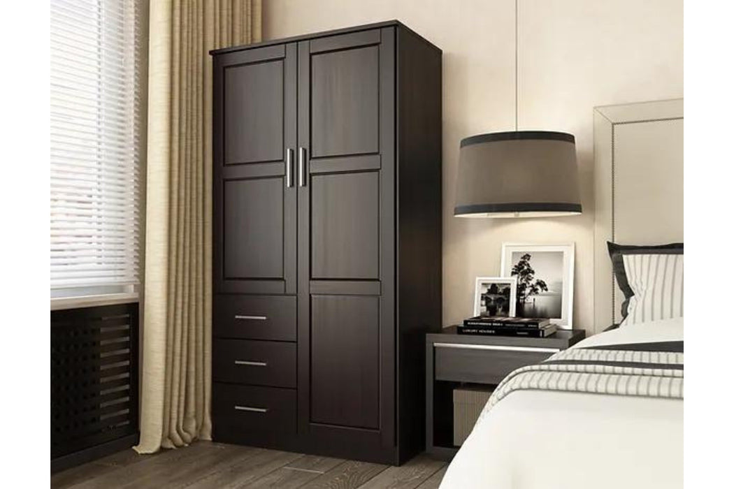 7103D - 100% Solid Wood Metro Wardrobe Armoire With Optional Shelves
