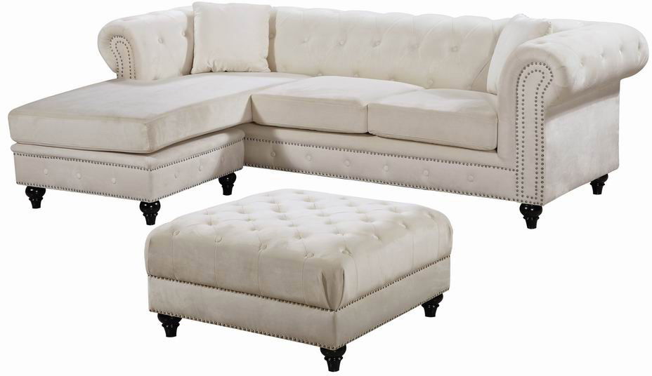 Sabrina 96" Velvet Upholstered Reversible 2pc. Sectional