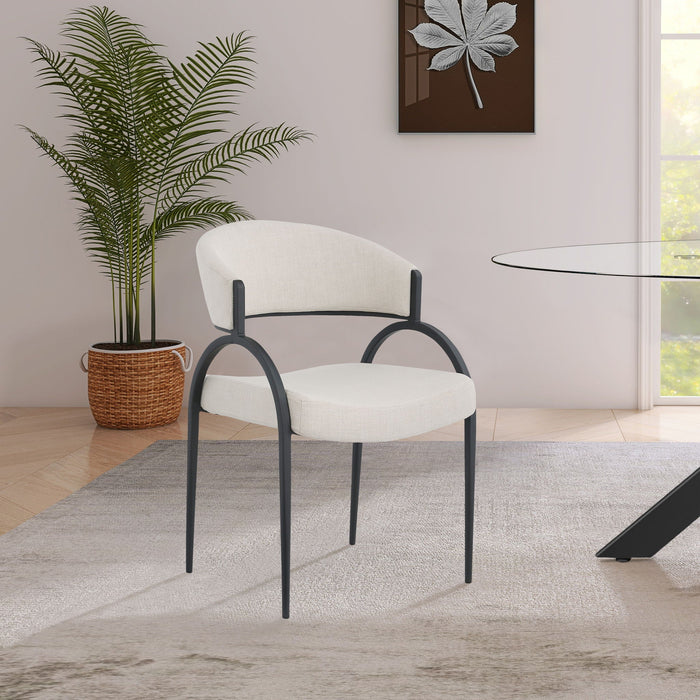 Privet Linen Textured Fabric Upholstered Dining Chair