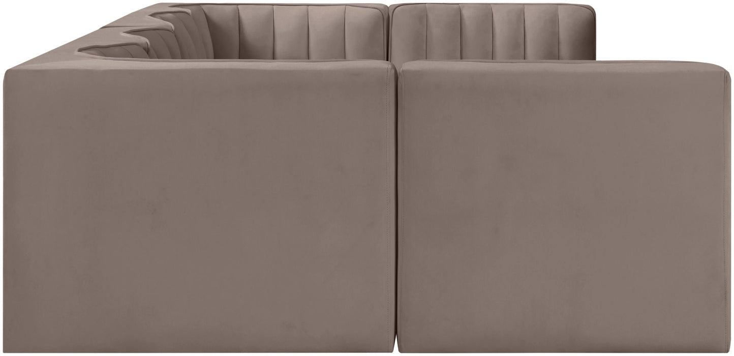 Rummi 126" Velvet Performance Fabric Upholstered 6pc. Modular Sectional