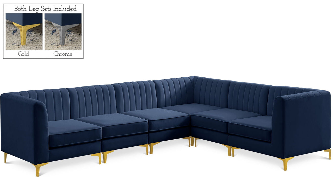 Alina 116.5" Velvet Upholstered 6pc. Modular Sectional