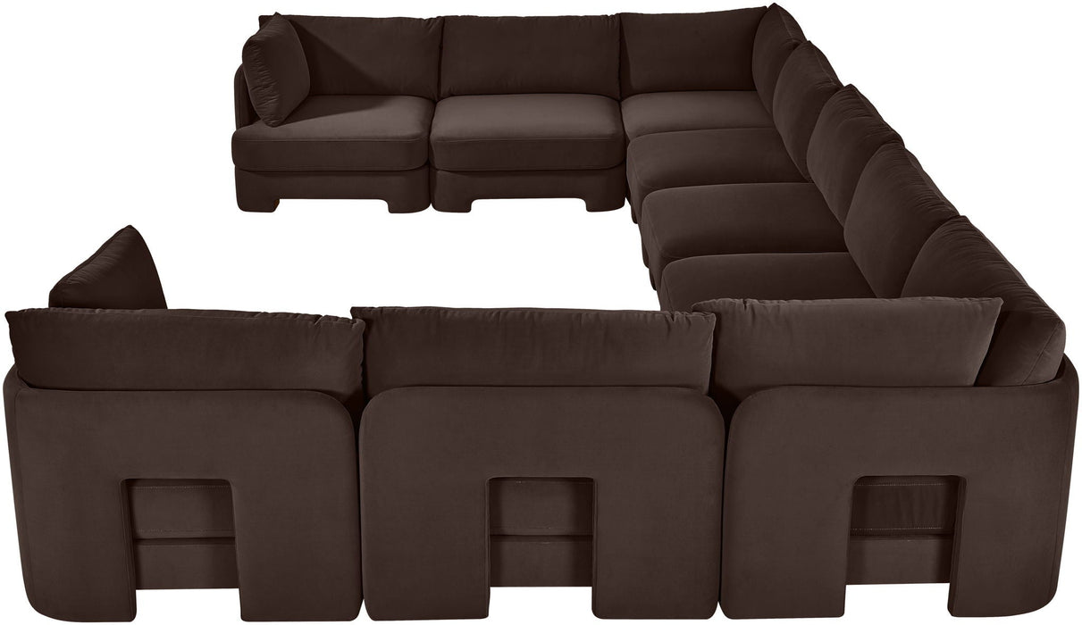 Hammond 185" Velvet Performance Fabric Upholstered 9pc. Modular Sectional