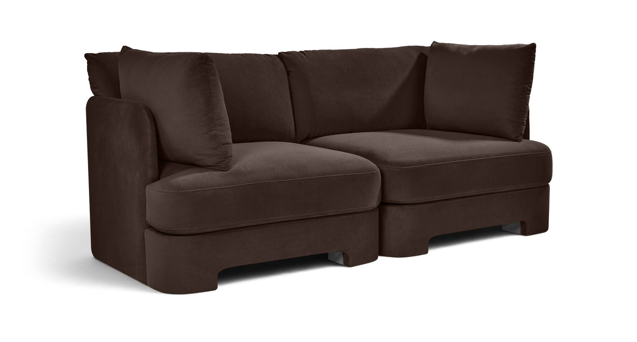 Hammond 74" Velvet Performance Fabric Upholstered 2pc. Modular Sofa