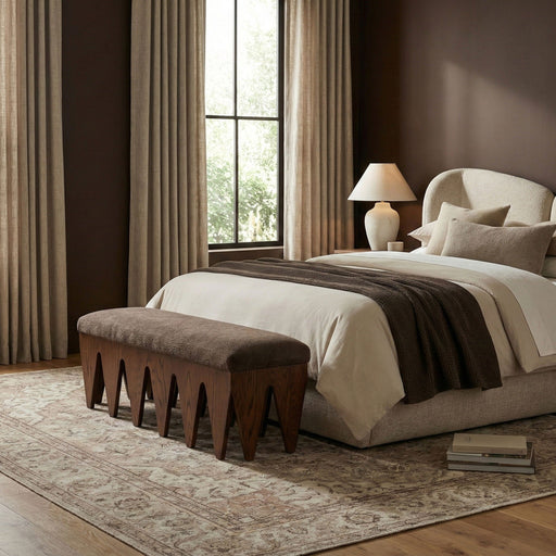 Altair Velour Fur Fabric Upholstered Bench